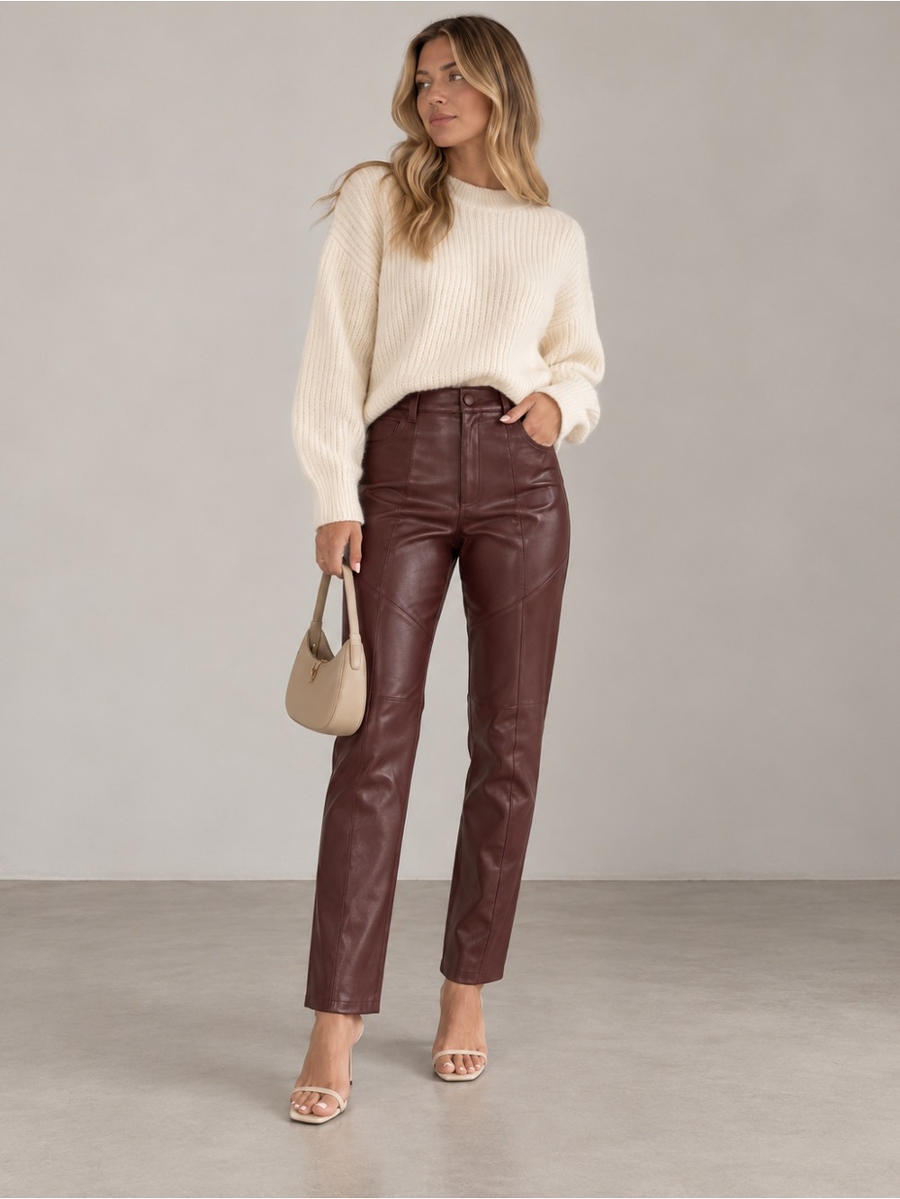 NWT Aritzia Wilfred Rebel Pant Truffle Dark Plum Purple Red Size 12 High Waist